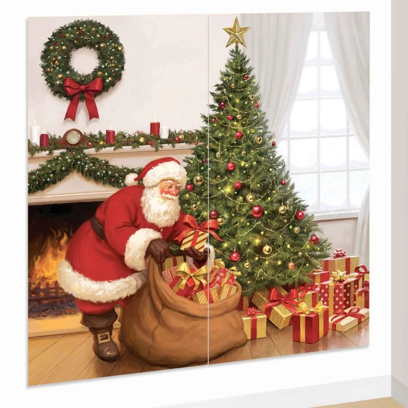 Christmas Santa Claus Wall Scene Setters 165cm X 85cm 2 Pk 1 Christmas Santa Claus Wall Scene Setters 165cm X 85cm 2 Pk