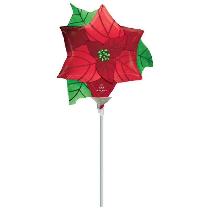 Christmas Poinsettia Mini Shaped Balloon 1 Christmas Poinsettia Mini Shaped Balloon