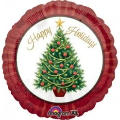 Round Christmas Standard Twinkling Tree Happy Holidays Foil Balloon 45cm