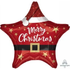 Standard XL Santa Star Merry Christmas Foil Balloon 45cm