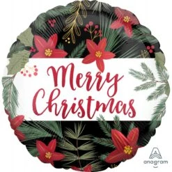 Standard XL Satin Poinsettia Merry Christmas Foil Balloon 45cm